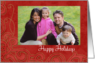 christmas photo card Rich Red and Gold Swirls card