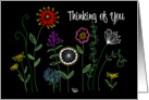 Thinking of you bright hand drawn flowers card