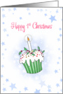 happy 1st Christmas cupcake card