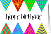 Colourful patterned Pennants for child’s Birthday card