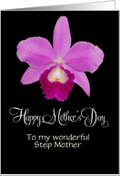 customizable Mother’s day for Step Mother with isolated cattleya orchid card