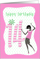 14th birthday card with dancing girl card