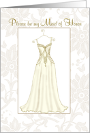 be my maid of honor elegant gold floral dress card