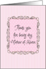 thank you Matron of Honor card