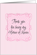 thank you Matron of Honor card