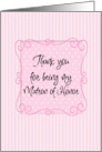 thank you Matron of Honor card