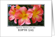 name day greetings in Greek with Clivia card