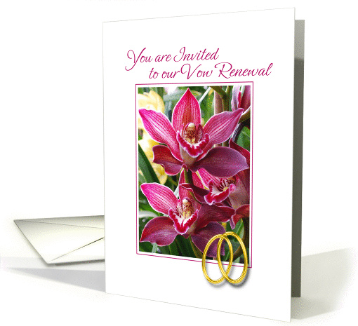 vow renewal invitation exotic flowers and gold rings card (299076)