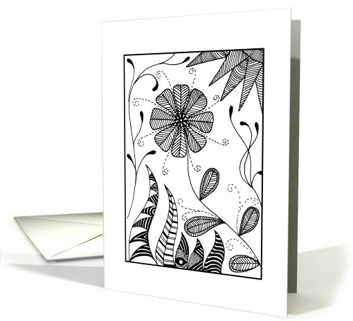 Black and White lineart note card (43791)