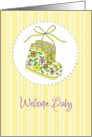 Welcome Baby yellow bootees card