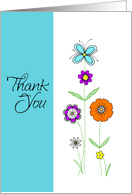 Thank you with flowers illustration card