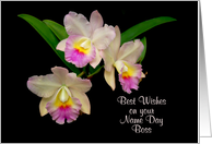 best wishes on your name day boss orchid card