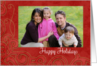 christmas photo card Rich Red and Gold Swirls card