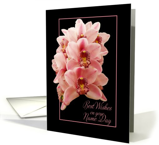 name day, coral pink orchids card (664316)