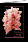 name day, coral pink orchids card