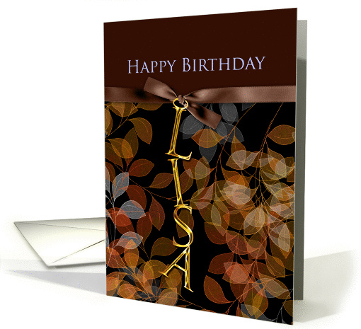 birthday card for Lisa with autumn leaves card (705452)