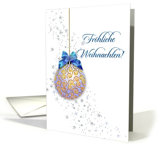german christmas card blue ornament and stars card (708550)