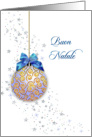 italian christmas card blue ornament and stars card