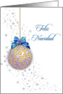 spanish christmas card blue ornament and stars card