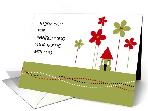 graphic house with flowers thanks refinancing card (709702)