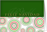 feliz navidad green and starbursts card