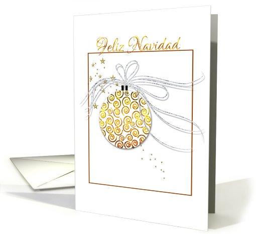 feliz navidad white gold christmas ornament card (717172)