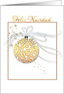 feliz navidad white gold christmas ornament card