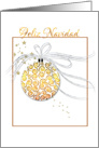 feliz navidad white gold christmas ornament card