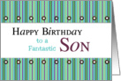 son birthday stripes and studs card