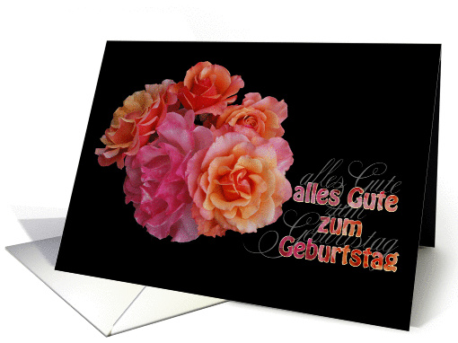 german happy birthday roses card (836313)