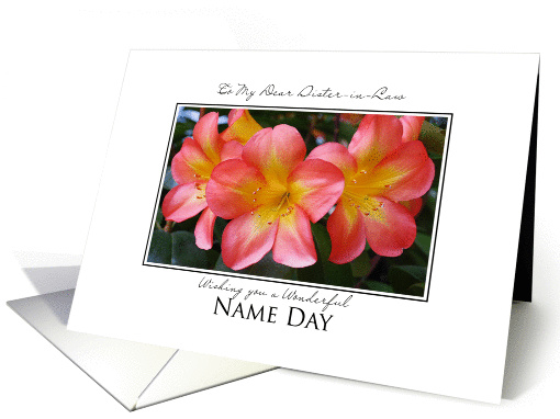 name day wishes for sister-in-law peach rhododendrons card (972131)