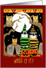 Two Scared Cats Trick or Treat with Owls Spooky Trees and Headstones card