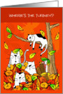 Thanksgiving Cats Looking through Fall Leaves for Turkey card