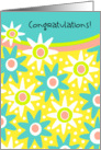 Cheerful Yellow and Teal Star Flowers Congratulations Card