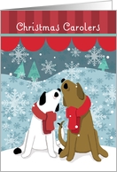 Christmas Carolers 2 Happy Dogs in the Snow card