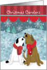 Christmas Carolers 2 Happy Dogs in the Snow card