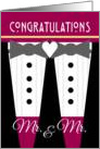 Gay Wedding Congratulations Mr. and Mr. Tuxedos Bow Ties Card