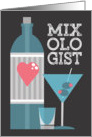 Mixologist Bartender Birthday Card with Martini and Shot Glass card