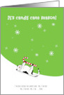 Christmas Cat in Snow Denies Eating Candy Cane card