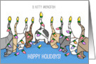 Kitty Menorah for Hanukkah Cats Holiday Lights card