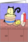 Cute Cat Making Birthday Cake Happy Birthday card
