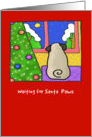 Christmas Pug Dog Waiting for Santa Paws by Christmas Tree card