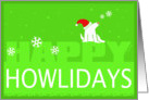Happy Holidays, Dog, Howlidays, Santa hat, Snowflakes card