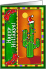 Happy Holidays Southwest Saguaro Cactus with Christmas Lights card