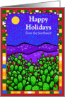 Happy Holidays Southwest, Desert Christmas lights and Prickly Pear card