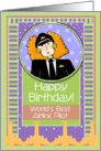 Cartoon Happy Birthday Female Airline Pilot card