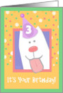 3rd Birthday, Happy Dog, Party Hat card