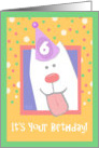 6th Birthday, Happy Dog, Party Hat card