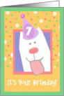 7th Birthday, Happy Dog, Party Hat card