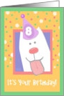 8th Birthday, Happy Dog, Party Hat card